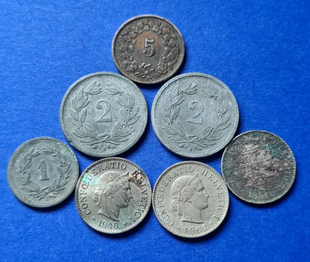 Suisse - Lot de 7 Monnaies - Helvetia