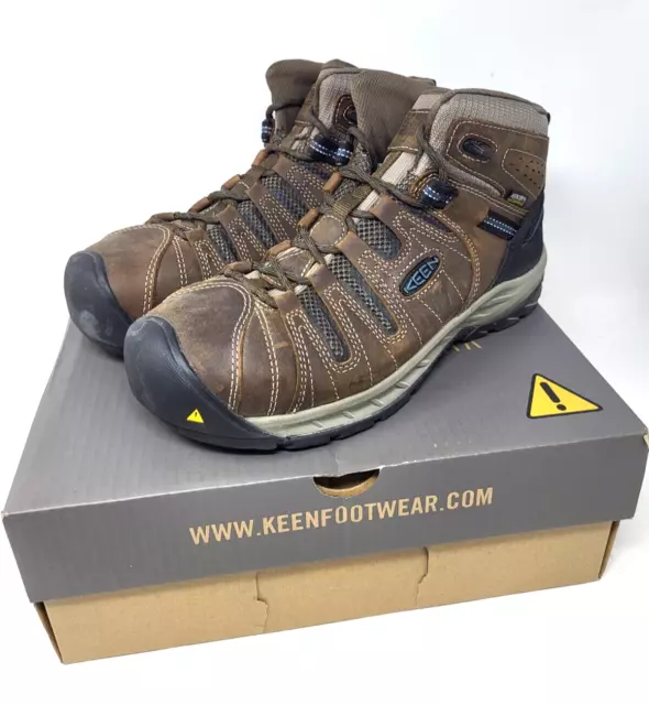 Men's KEEN Utility Flint II Mid Waterproof Steel Toe Work Boot Cascade Brown 10D