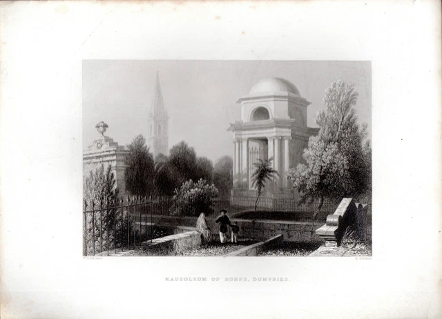 W.H. BARTLETT  SCOTTISH STEEL ENGRAVING - BURNS' MAUSOLEUM, DUMFRIES (c.1840)