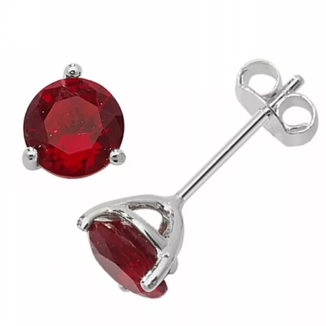 Sterling Silver January Birthstone Stud Earrings Red Garnet Coloured