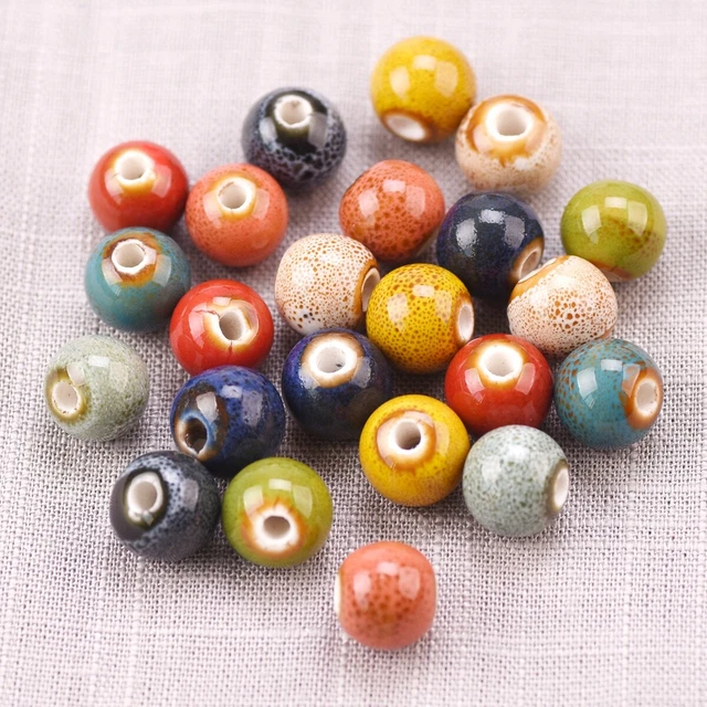 Mixed 6mm 8mm 10mm 12mm 14mm Ceramic Porcelain Handmade Loose Beads DIY Jewelry