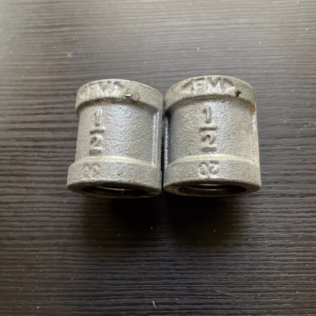 ✅Lot Of (2) 1/2" COUPLING IRON STRAIGHT COUPLING #️⃣X06