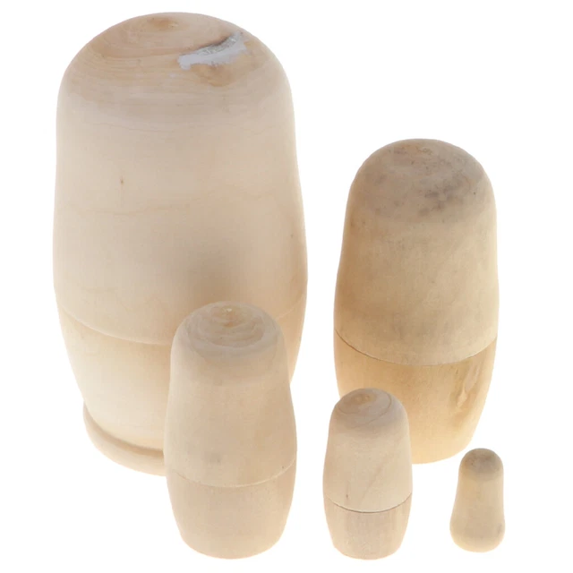 5er / Set Holz Russische   Babuschka Matrjoschka 11cm Hoch unbemalt