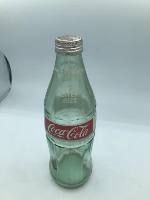 Coca Cola COKE 1 Liter 33.8oz Vintage Glass Bottle with cap Soda