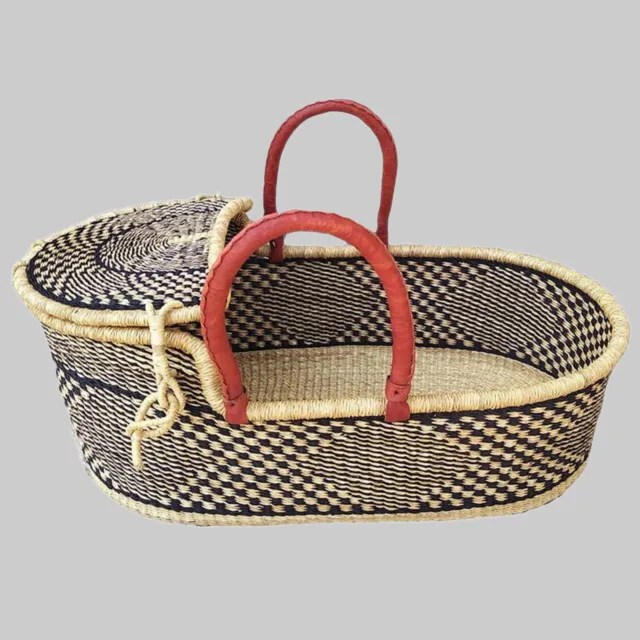 Baby Moses Basket with Mattress,12x18x30 in, Bolga Basket,wicker Bassinet baby