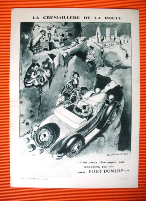 Publicite De Presse Dunlop Pneu Illustration Delarue-Nouveliere French Ad 1931