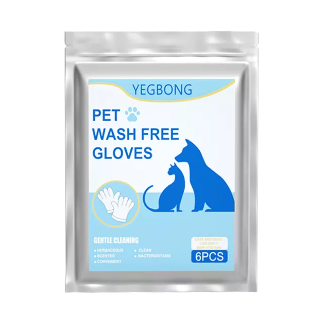 6pcs Cats Dogs Cleaning Gloves Wash Free Disposable Gloves Wipes Pet Accessories