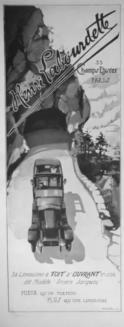 Publicité Presse 1914 Henri Labourdette Limousine A Toit Ouvrant Prince Jacques