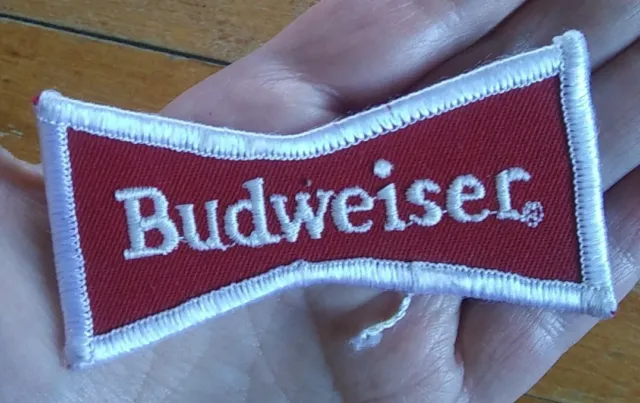 Vintage Embroidered Beer Collectors PATCH ~ Budweiser Bow Tie Uniform Anheuser