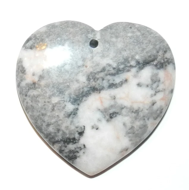 P1712 Pink Desert Marble Flat Heart 40mm Gemstone Pendant Focal Bead