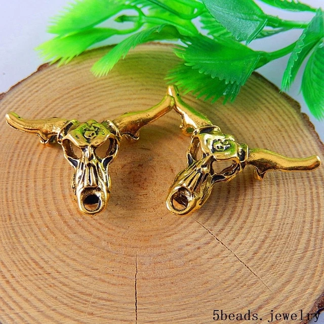 10 Stück Dunkle Goldene Legierung Bull Kopf Schädel Anhänger Charme Crafts 50850
