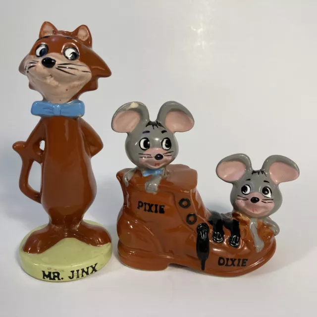 Jinx The Cat Pixie And Dixie RARE Vintage 60s Ceramic Figurines Hanna-Barbera