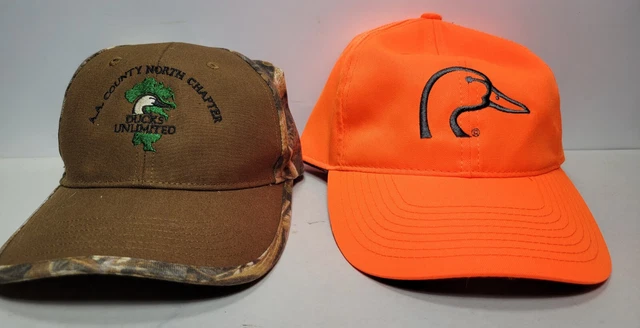 Ducks Unlimited Adjustable Hat Lot Blaze Orange Camo Maryland Chapter