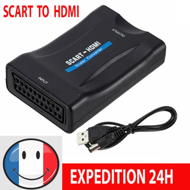 SCART Péritel vers HDMI Convertisseur HD TV Vidéo Audio Adaptateur +USB Câble