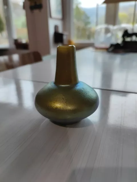 Ancien Petit Vase Soliflore Verre Irisé Goût De Loetz G9