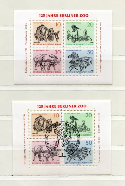 Berlin  338 - 341  1x postfrisch + 1x gestempelt,   Block 2  Berliner Zoo