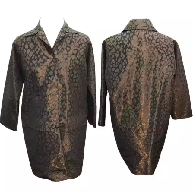 Shamask Size 2 Brown Copper Gold Animal Print Jacket Coat fits US 10-14 Oversize