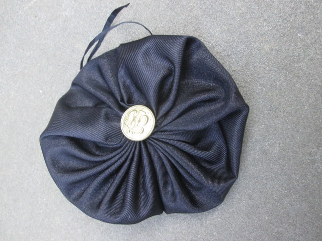 Reenactor 18Th C Rev War Colonial Hat Cockade Black Taffeta Satin Fancy Brass Nw