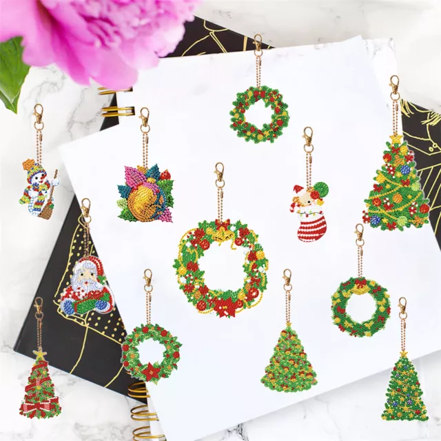 Double Sided Rhinestone Pendant Ornament Xmas Tree Special Shape 6PCS