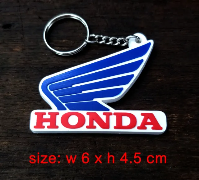 Rubber Blue Honda Wing Keychain Key Ring Motorcycle Bike Racing Collectables