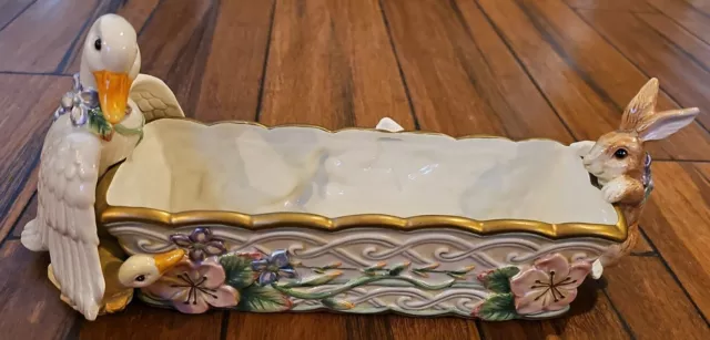 Fitz And Floyd Spring Classic Garden Rhapsody Cracker Cradle 13” Tray Basket