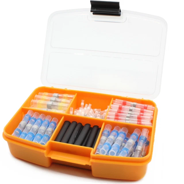 200 Set Connettori a Saldare + Assortimento Tubo Termoretraibile Testa Crimpare