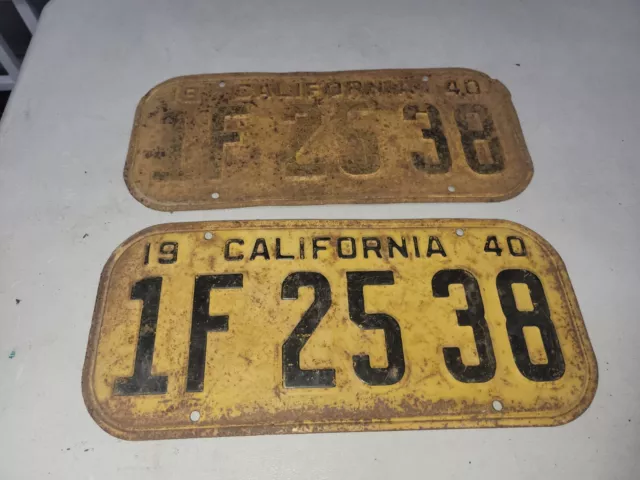 2 (two) CALIFORNIA LICENSE PLATES 1940.....PAIR