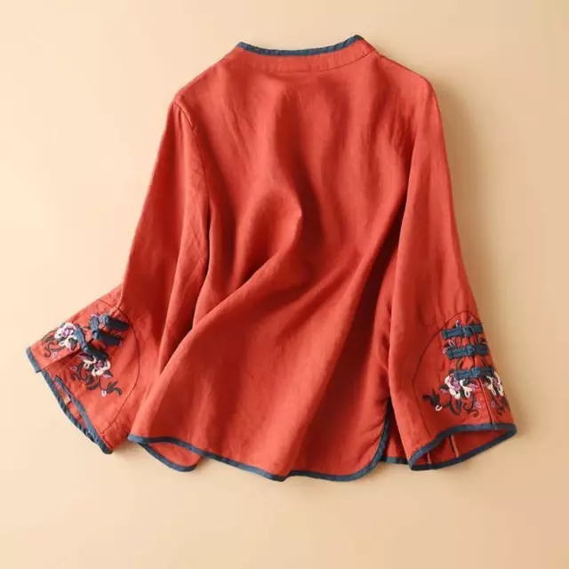 Donna Stile Etnico Top Camicetta Rétro Camicie Cinese Ttang Abito Ricamo T-Shirt