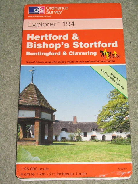 Ordnance Survey Explorer 1:25,000: Sheet 194 Hertford & Bishop's Stortford; 1999