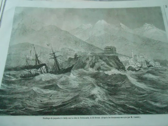 1861 engraving - shipwreck of the liner Le Sully 6 Sinking of the liner Sully