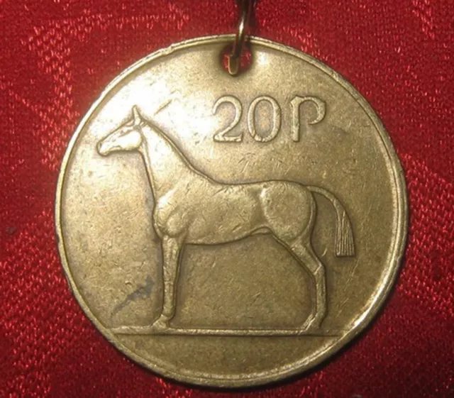 Vintage Rustic Celtic Ireland Irish Horse/Harp Coin Gold Pendant Necklace Sale