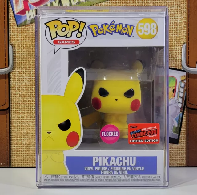 Funko Pop Pikachu 598 Flocked 2020 Nycc Exclusive Sticker Pokémon New Anime Le