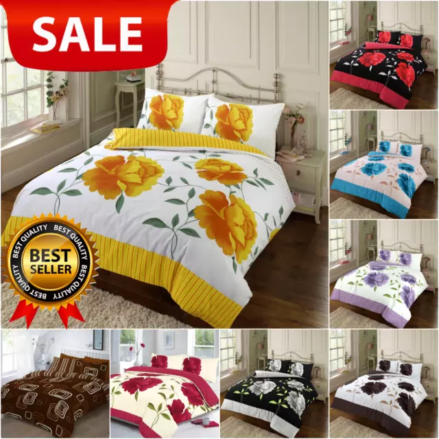 Rosaleen Blumenmuster Bettbezug mit Kissenbezügen Quilt Bettwäsche Set alle Größen