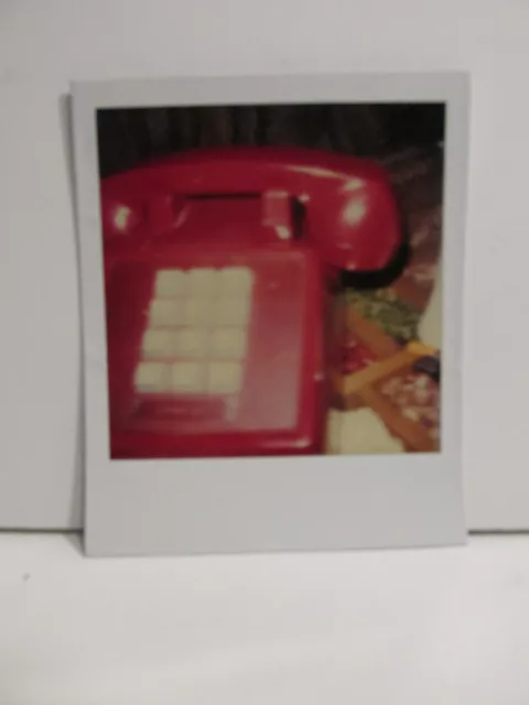 Vintage Found Photograph Color Original Art Polaroid Photo Abstract Red Phone