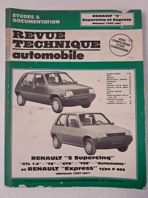 Revue Technique Automobile (RTA)   Renault 5, super 5, Express, GTL, TS, GTS,..