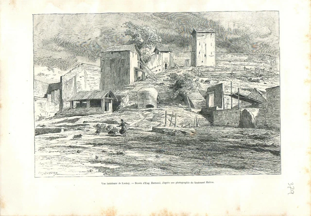 Vue du village de Lào Cai province de Lào Cai au Viêt Nam Tonkin GRAVURE 1888