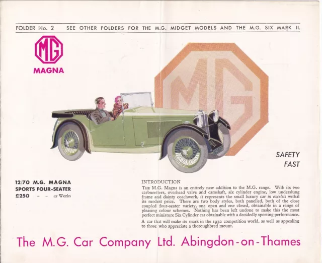 12/70, Mg Magna Sports Four Seater & Sliding Roof Foursome Model Brochure.