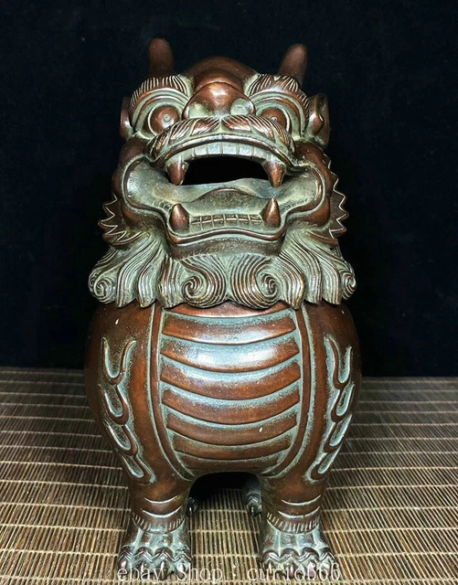 8'' Old Chinese Bronze Dynasty Palace Dragon Loong Incense Burner Censer