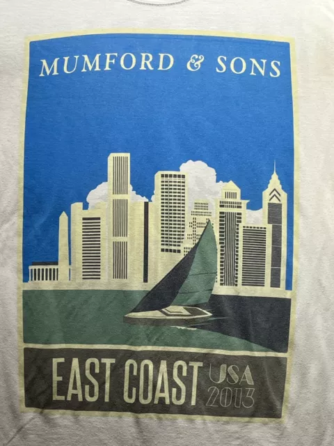 Mumford & Sons Shirt Mens XL White East Coast USA 2013 Tour Band Tshirt Music