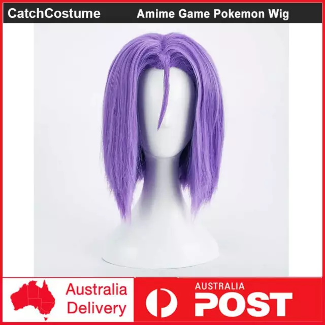 Anime Pokemon Team Rocket James Cosplay Wig Halloween Party Short Purple Hair