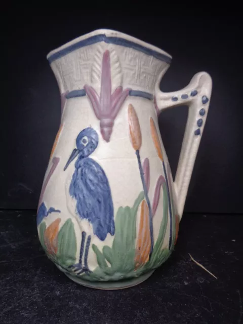 Wonderful Heron Relief Jug - Made in England  - Hand painted