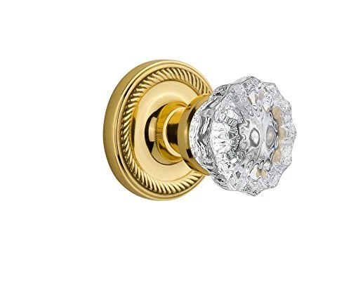 Nostalgic Warehouse Rope Rosette with Crystal Glass Knob, SINGLE DUMMY, Unlac...