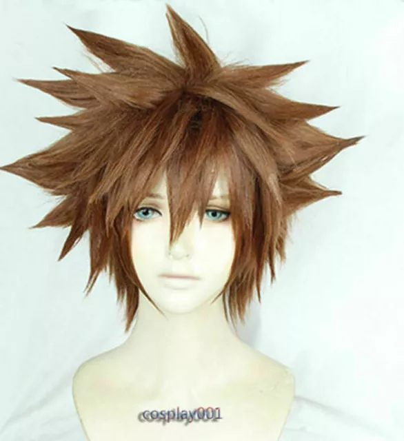KINGDOM HEARTS 3 Sora Wigs Short Brown Heat Resistant Anime Cosplay Wig