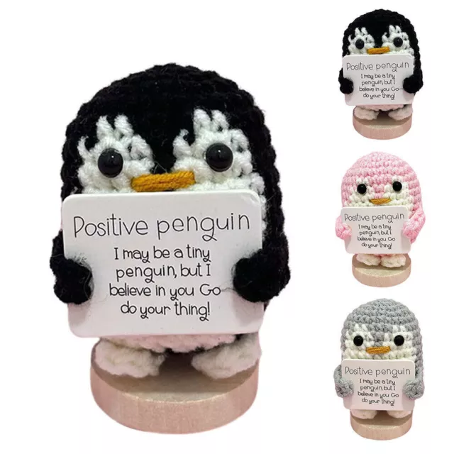 Handcrafted Penguin Knitted Doll Smiling Positive Vibes Emotional Decor Gift
