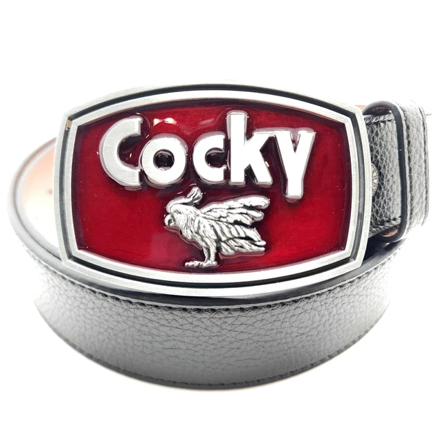 Cocky Belt Buckle w/ Vegan Leather Snap Button Belt