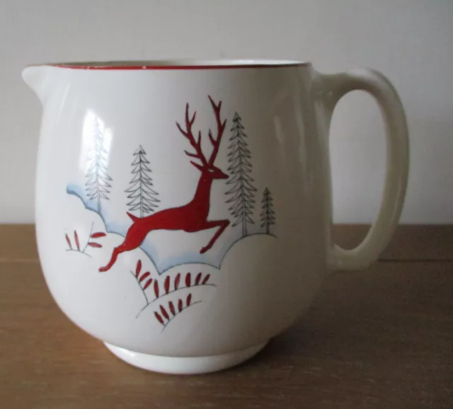 Crown Devon Pottery Jug. Stockholm, Leaping Stag Design. Good Condition.