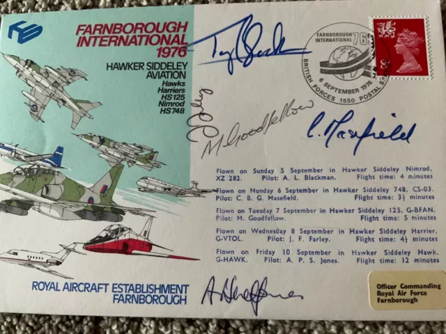 Raf Signed First Day Cover Multi Signed Hawker Siddeley Harrier Nimrod Team