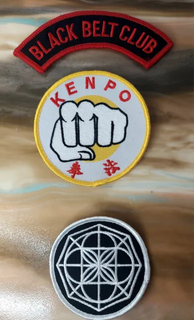 Kenpo Karate Patches Lot of (3) Martial Arts Uniform, fist Universal, Arch NEW
