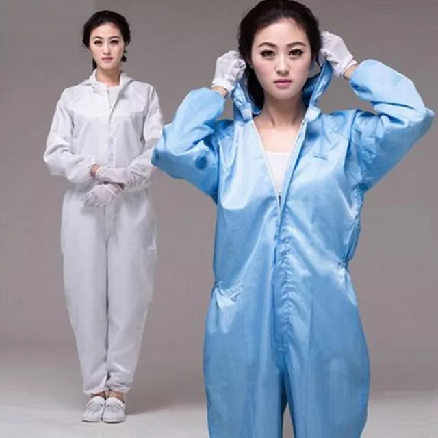 ESD Safe Anti Static LAB Smock Clothes One-piece Garment with Hat for Man Womean