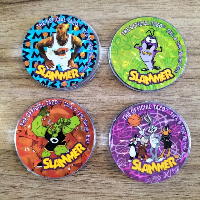 Original Space Jam Tazo Slammers Full Set of 4 Michael Jordan 1996 RARE